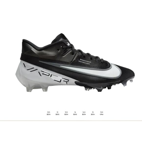 Size 12 Nike Vapor Edge Elite 360 2 Men\'s Cleats Black & White New main image 8